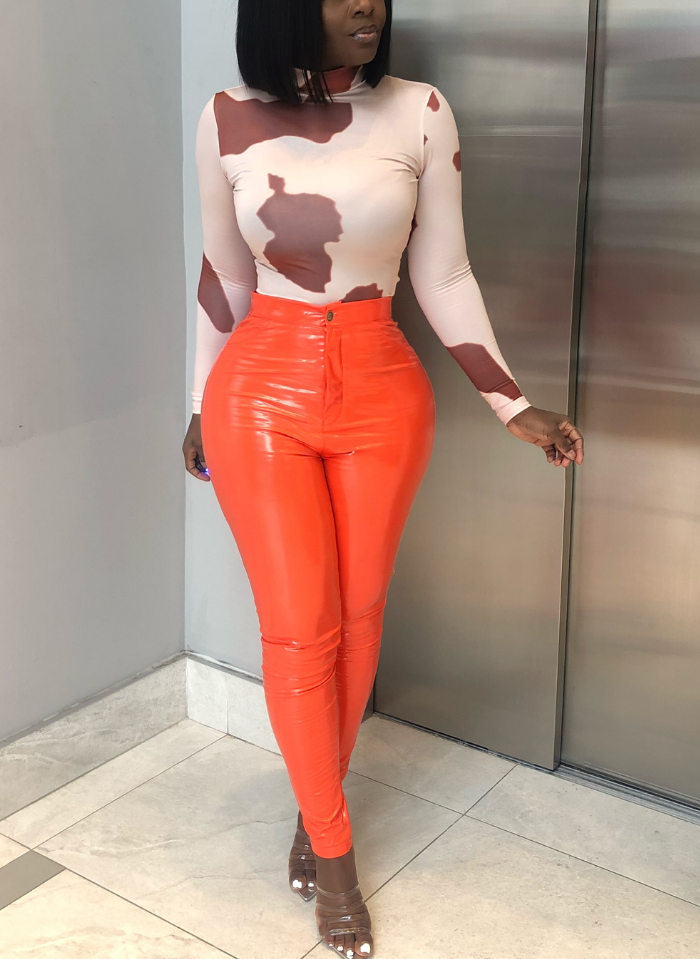 'PUMPKIN SPICE"  HIGH WAIST LATEX PANTS